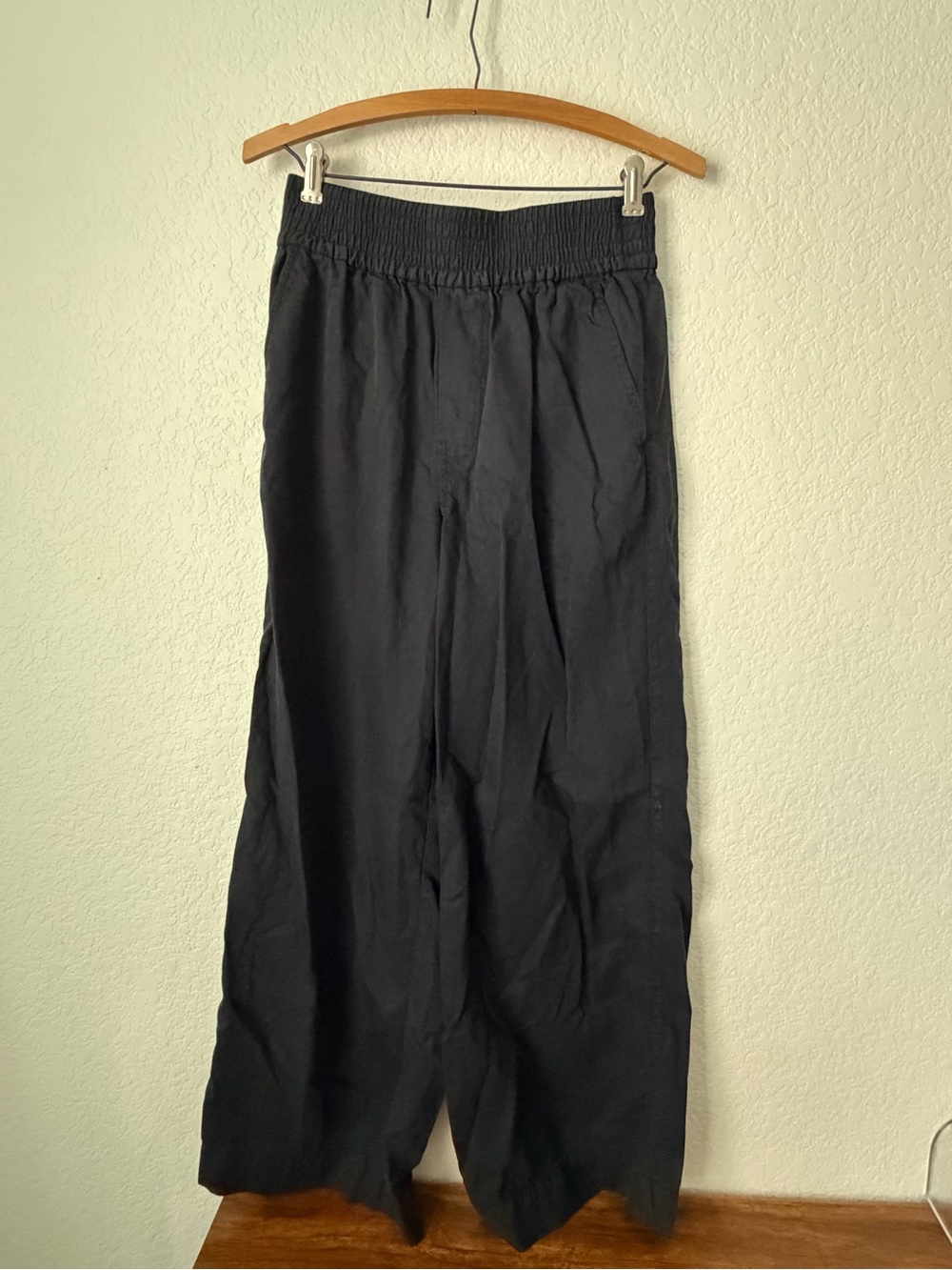 Madewell Drapeweave Carley Wide-Leg Pants Black Flowy Cotton Pants size XS - Picture 5 of 7